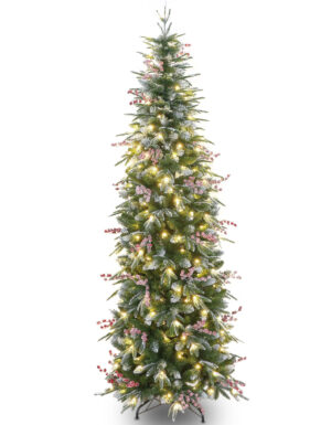 SLIM BERRY FROSTED TREE 230 RETRO BULBS WARM WHITE LIGHTS 225CM